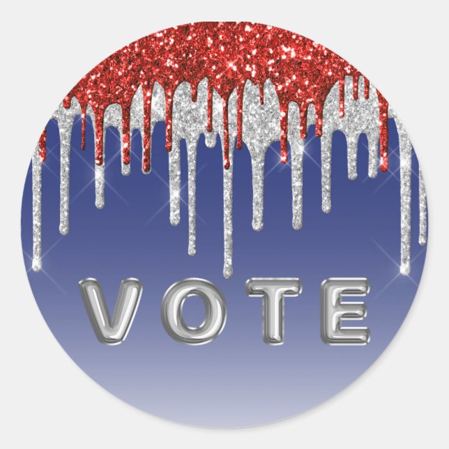 Adesivo Patriotic Red White Glitter Drip Blue Vote (Frente)
