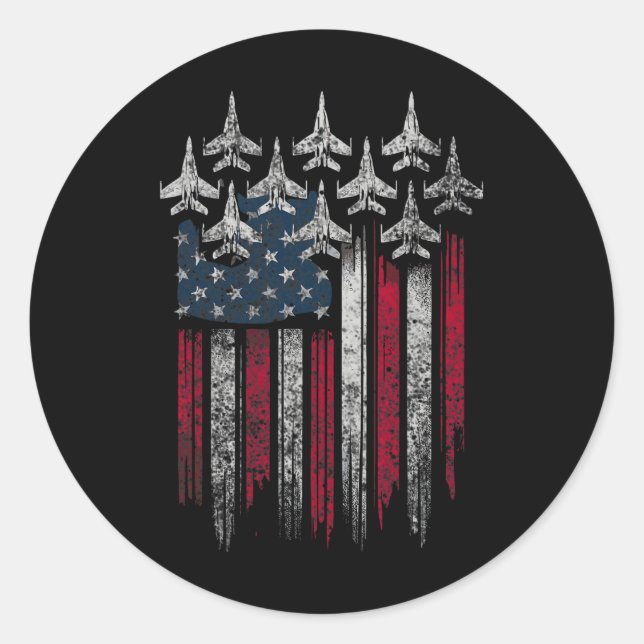 Adesivo Patriotic Usa Flag Fighter Jets Lover 4th Of July  (Frente)