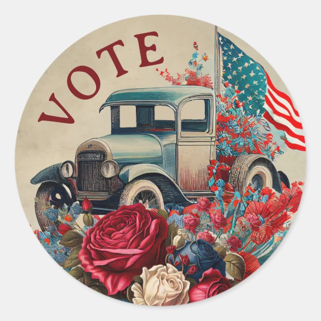 Adesivo Patriotic Vintage Truck (Frente)