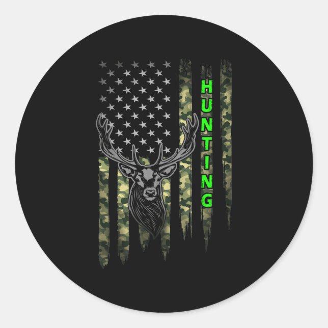Adesivo Patriotic Whitetail Buck Deer Hunting American Cam (Frente)