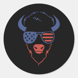 Adesivo Patriótica Bison 4 de julho Bandeira Americana Qua