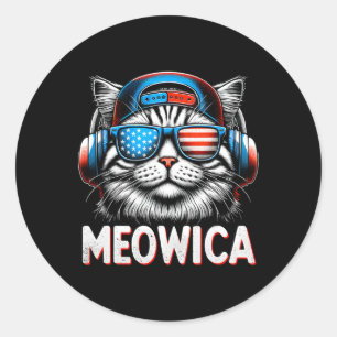 Adesivo Patriótica Meowica 4 De Julho Cat American Flag Us