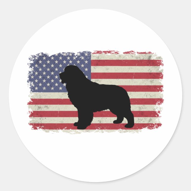 Adesivo Patriótica Terra Nova DOG American Flag Vintage (Frente)