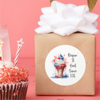 Adesivo Patriótico 4º do Sorvete T-Shirt de julho