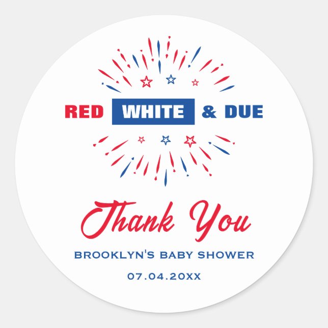 Adesivo Patriótico 4 de julho Chá de fraldas Vermelho Bran (Frente)