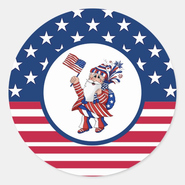 Adesivo Patriótico 4 de julho Papais noeis de bandeira nor (Frente)