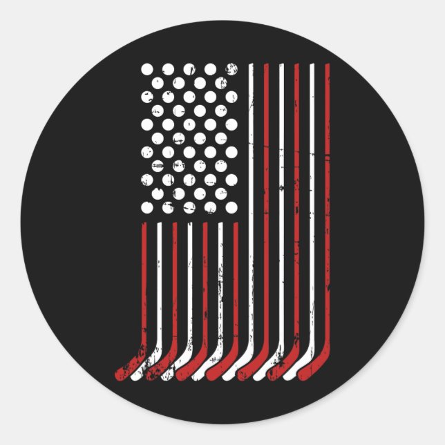 Adesivo Patriótico Americano De Hockey Sticks E Stars Stri (Frente)