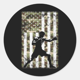 Adesivo Patriótico Boxer Fighter Camo USA Flag 4 De Julho