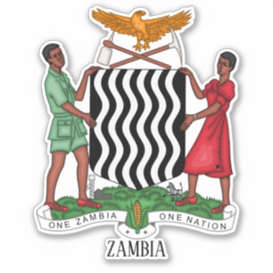 Adesivo Patriótico Casaco Nacional De Armas Da Zâmbia 