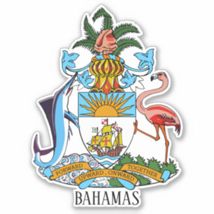Adesivo Patriótico Casaco Nacional de Armas das Bahamas