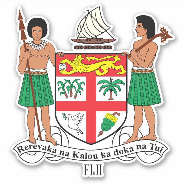 Adesivo Patriótico Casaco Nacional de Armas das Fiji (Frente)