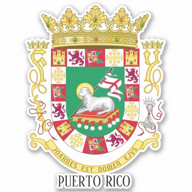 Adesivo Patriótico Casaco Nacional De Armas De Porto Rico (Frente)