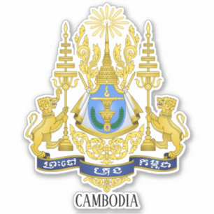 Adesivo Patriótico Casaco Nacional De Armas Do Camboja