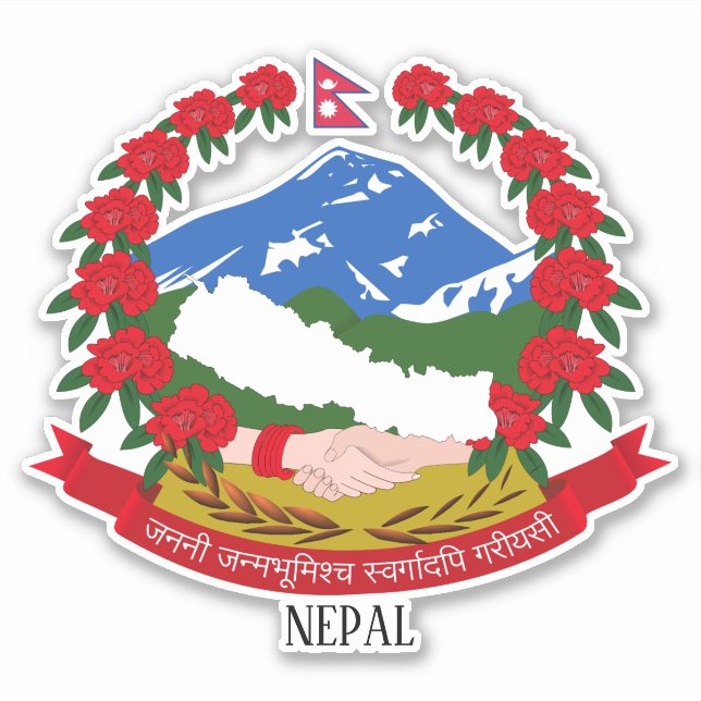 Adesivo Patriótico Casaco Nacional De Armas Do Nepal (Frente)