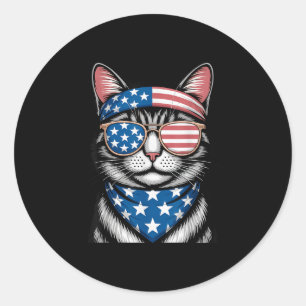 Adesivo Patriótico Cat 4 De Julho Americano Flag Mullet Ca