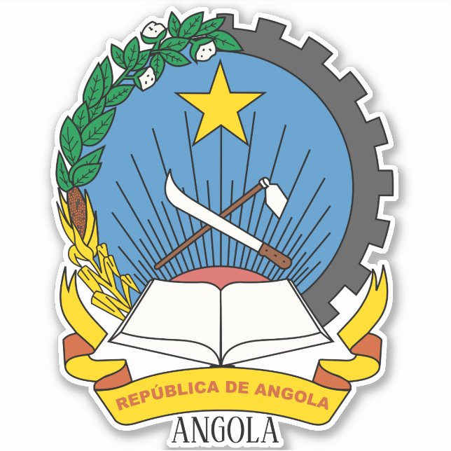 Adesivo Patriótico Da Casaco Nacional De Armas De Angola (Frente)