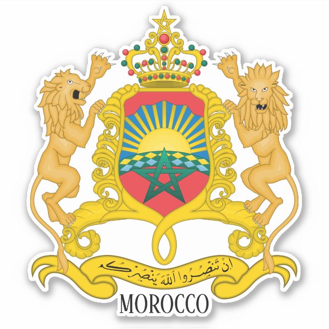 Adesivo Patriótico Da Casaco Nacional De Armas De Marrocos (Frente)