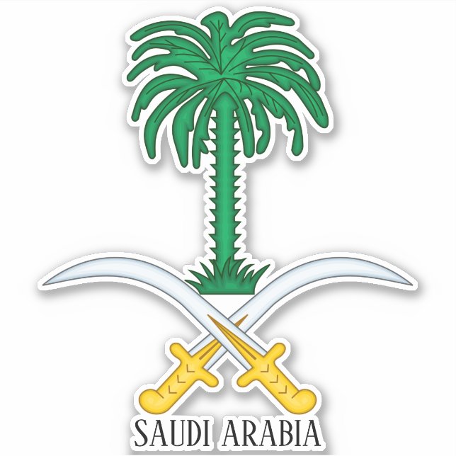 Adesivo Patriótico do Emblema Nacional da Arábia Saudita (Frente)