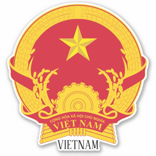 Adesivo Patriótico do Emblema Nacional do Vietname (Frente)
