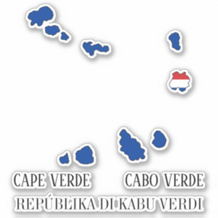 Adesivo Patriótico do Mapa da Bandeira de Cabo Verde