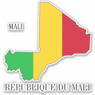 Adesivo Patriótico do Mapa da Bandeira do Mali