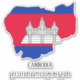 Adesivo Patriótico do Mapa de Bandeiras do Camboja