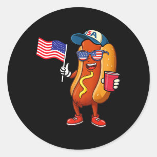 Adesivo Patriótico do Quarto de Julho do Hotdog Engraçado