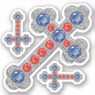 Adesivo "Patriótico" Faux Sapphire-Ruby-Silver Crosses -