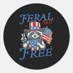 Adesivo Patriótico Feral, Mas Livre, Funny Raccoon 4 De Ju