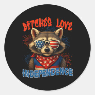 Adesivo Patriótico Funny Feral Independence Day Raccoon Us