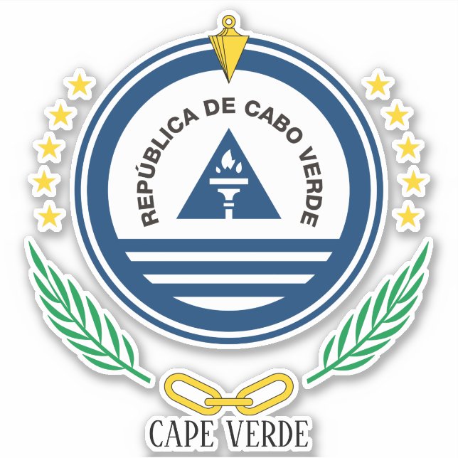 Adesivo Patriótico Nacional do Emblema de Cabo Verde (Frente)