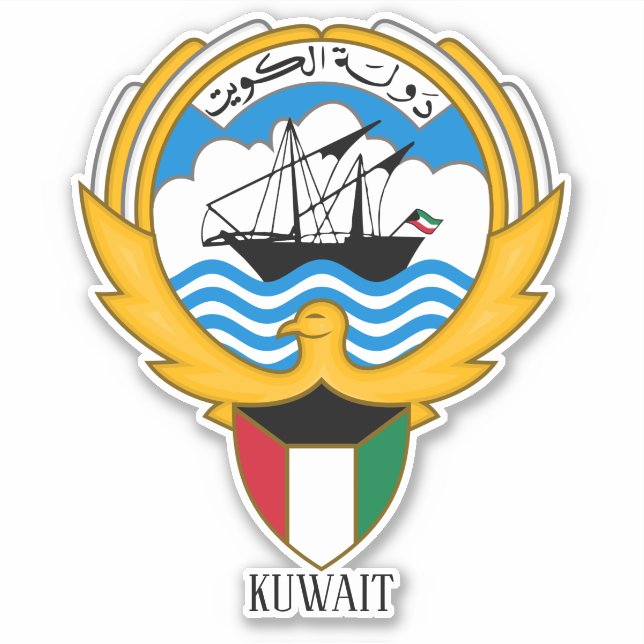 Adesivo Patriótico Nacional do Emblema do Kuwait (Frente)