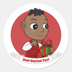 Adesivo Pau clássico redondo de desenho do bebê de Natal b