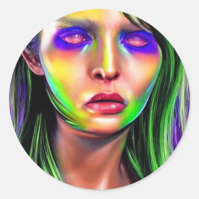 Adesivo Pau clássico redondo horroroso da mulher (Frente)