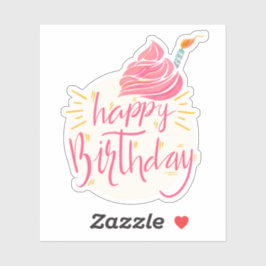 Adesivo Pau de bolo de aniversário feliz