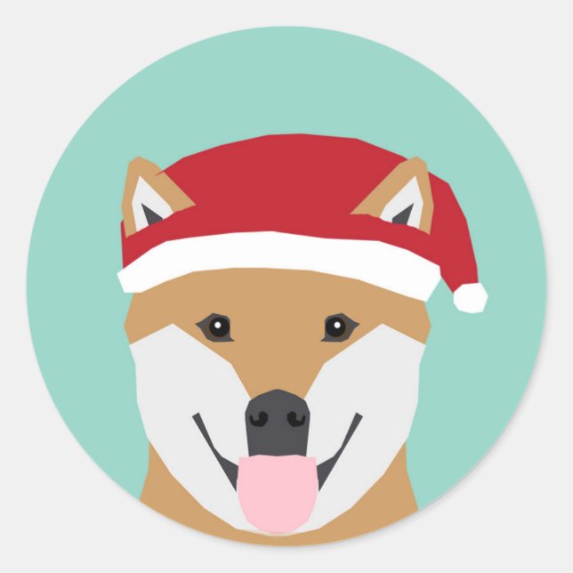 Adesivo Pau de Cães de Natal - Natal Shiba Inu (Frente)