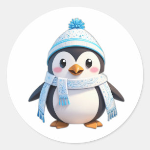 Adesivo Pau de pinguim com cachecol e neve