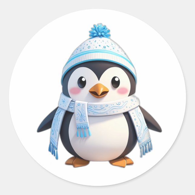 Adesivo Pau de pinguim com cachecol e neve (Frente)