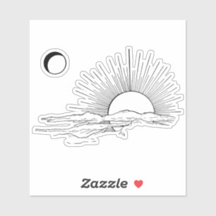 Adesivo Pau estético de sol e lua mínimo