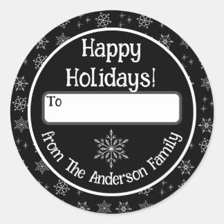 Adesivo Pau Preto Feriado Feliz com Flocos de Neve