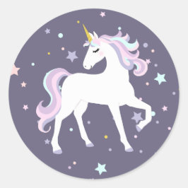 Adesivo Pau redondo de Unicórnio mágico.