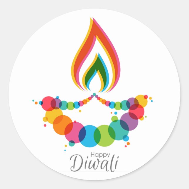 Adesivo Pau-redondo feliz Diwali clássico (Frente)