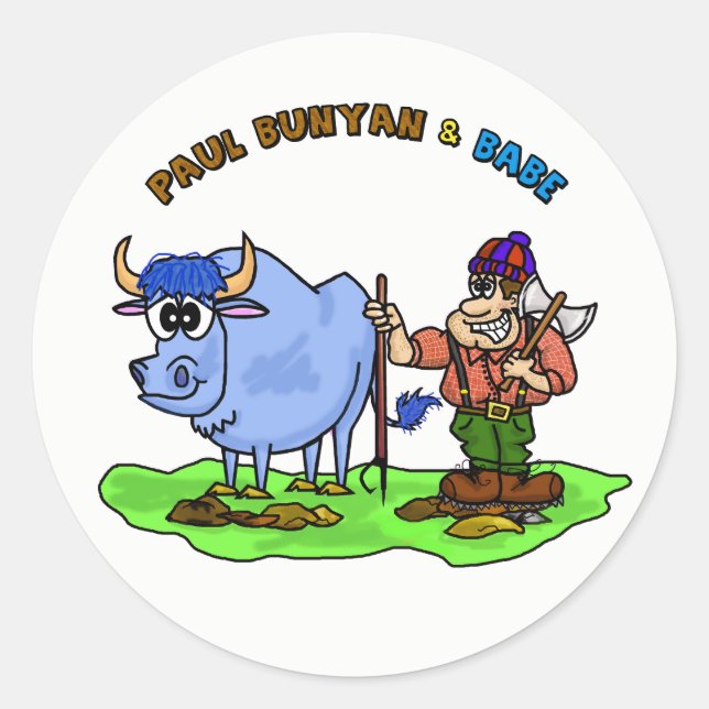Adesivo Paul Bunyan & Babe Os Pentes Azuis De Ox (Frente)