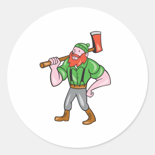 Adesivo Paul Bunyan LumberJack Isolou Cartoon (Frente)