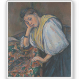 Adesivo Paul Cézanne - Jovem Mulher Italiana em uma Mesa