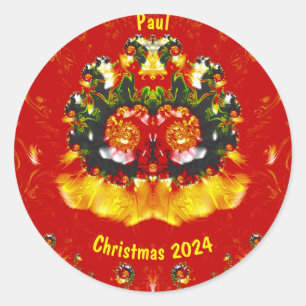 Adesivo PAUL~ CHRISTMAS Vermelho Verde Amarelo Fractal ~