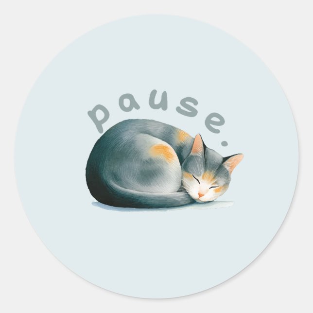 Adesivo Pausar. Design do Gato Adormecido (Frente)