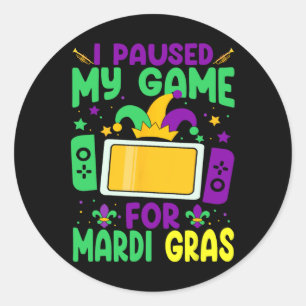 Adesivo Pausei Meu Jogo Para O Jogo Do Mardi Gras.