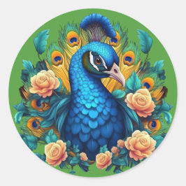 Adesivo Pavão com Rosas de Pêssego