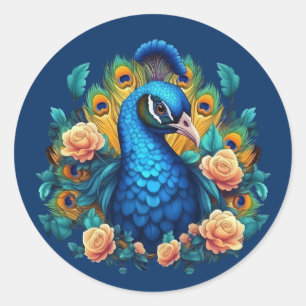 Adesivo Pavão com Rosas Pêssego